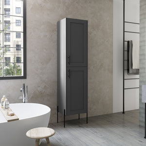 English Elm Linen Vertical Storage Cabinet 29.7"H with Four Open Shelves and Sturdy Legs for Compact Rooms Grey 68.5 L x 20.47 W x 4.72 H B097P250889
