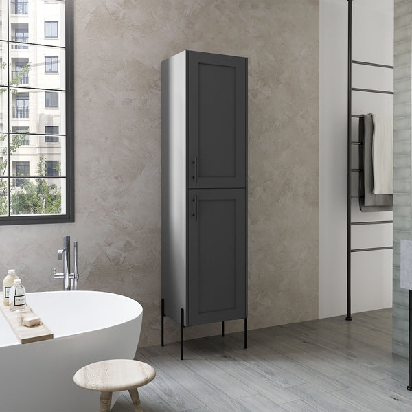 English Elm Linen Vertical Storage Cabinet 29.7"H with Four Open Shelves and Sturdy Legs for Compact Rooms Grey 68.5 L x 20.47 W x 4.72 H B097P250889