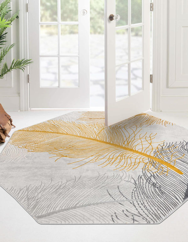 Unique Loom Gray Finsbury 6 Ft Runner - Stylish, Resilient Design For High-traffic Areas In Your Home Decor Yellow,Gray  3170545-unique-loom