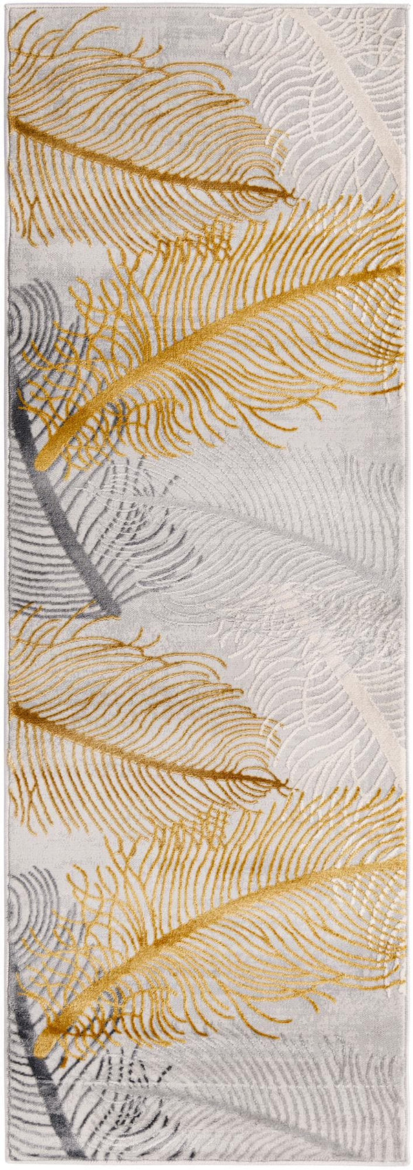 Unique Loom Gray Finsbury 6 Ft Runner - Stylish, Resilient Design For High-traffic Areas In Your Home Decor Yellow,Gray  3170547-unique-loom