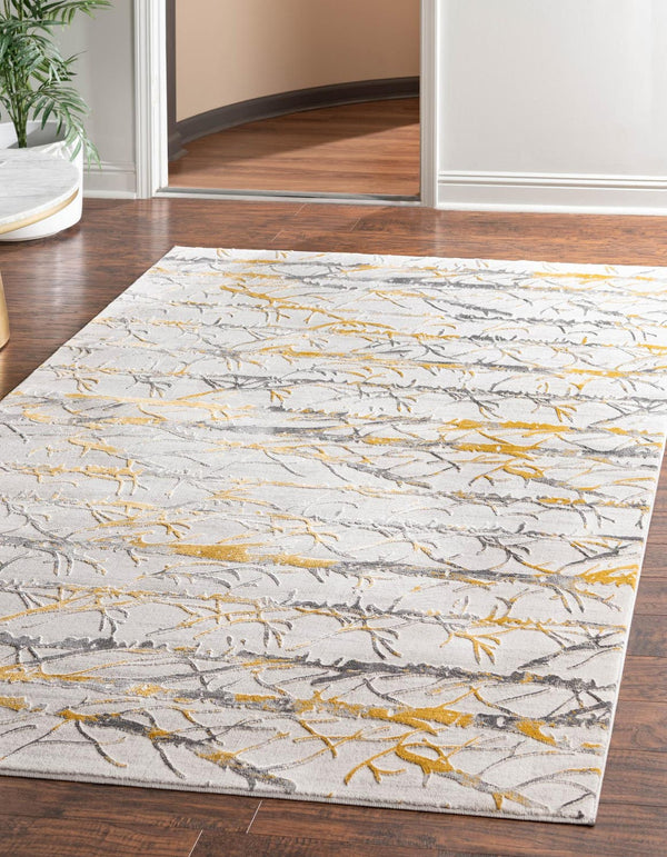 Unique Loom Gray Finsbury 6 Ft Runner - Stylish, Resilient Design For High-traffic Areas In Your Home Decor Yellow,Gray  3170592-unique-loom