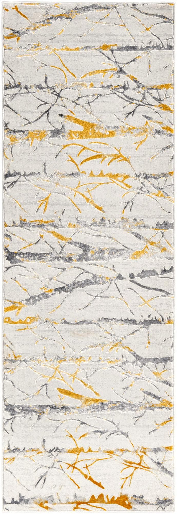 Unique Loom Gray Finsbury 6 Ft Runner - Stylish, Resilient Design For High-traffic Areas In Your Home Decor Yellow,Gray  3170598-unique-loom