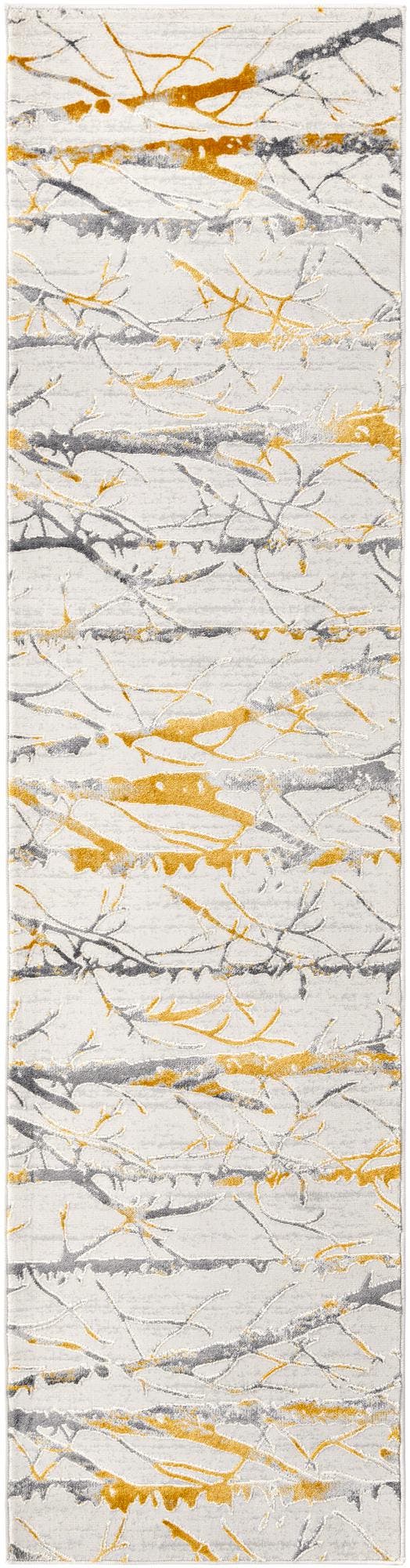 Unique Loom Gray Finsbury 6 Ft Runner - Stylish, Resilient Design For High-traffic Areas In Your Home Decor Yellow,Gray  3170599-unique-loom