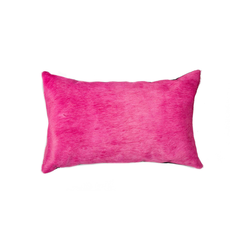 Homeroots 12" X 20" Fuschia Cowhide Throw Pillow Fuschia  317060