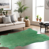 Homeroots 6' X 7' Green Cowhide Cowhide Area Rug Green Cowhide 317068