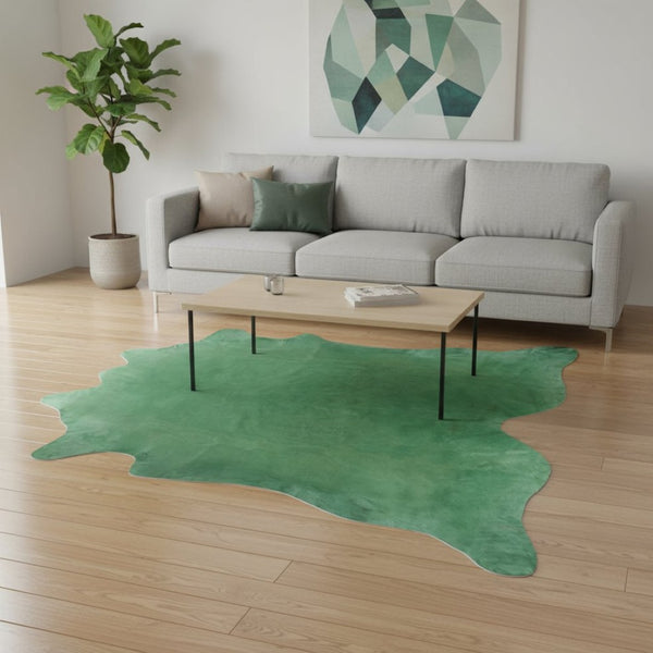 HomeRoots 6' X 7' Cowhide Animal Print Area Rug - Rustic Chic Design for Modern Living Spaces and Décor Green 317068