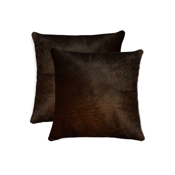 Homeroots 18" X 18" X 5" Chocolate Cowhide  Pillow 2 Pack Chocolate  317092