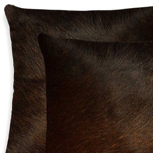 HomeRoots Set of Two 18" Luxe Cowhide Throw Pillows for Elegant Living Room Decor and Cozy Comfort Chocolate 317092