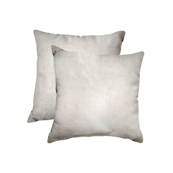 Homeroots Set Of Two Off White Cowhide Throw Pillow Off White  317095