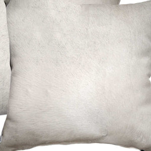 HomeRoots Set of Two 18" Luxe Cowhide Throw Pillows for Elegant Living Room Decor and Cozy Comfort Off White 317095