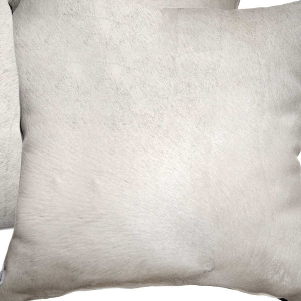 HomeRoots Set of Two 18" Luxe Cowhide Throw Pillows for Elegant Living Room Decor and Cozy Comfort Off White 317095
