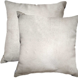 HomeRoots Set of Two 18" Luxe Cowhide Throw Pillows for Elegant Living Room Decor and Cozy Comfort Off White 317095
