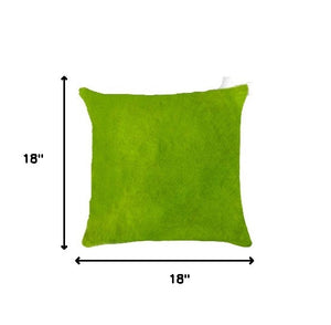 Homeroots Set Of Two Lime Green Cowhide Throw Pillow Lime  317096