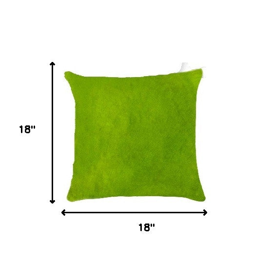 Homeroots Set Of Two Lime Green Cowhide Throw Pillow Lime  317096
