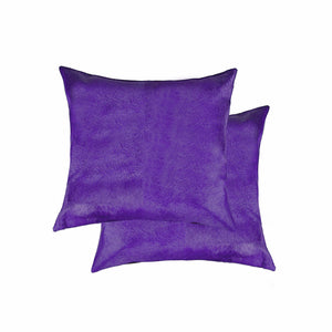 Homeroots 18 X 18 Purple Cowhide Throw Pillow Purple  317097