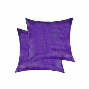 Homeroots 18 X 18 Purple Cowhide Throw Pillow Purple  317097