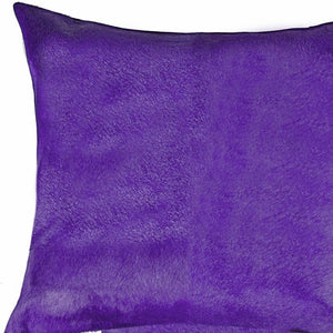 HomeRoots Set of Two 18" Luxe Cowhide Throw Pillows for Elegant Living Room Decor and Cozy Comfort Purple 317097