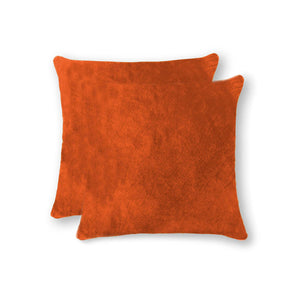 Homeroots 18" X 18" X 5" Orange Cowhide  Pillow 2 Pack Orange  317098