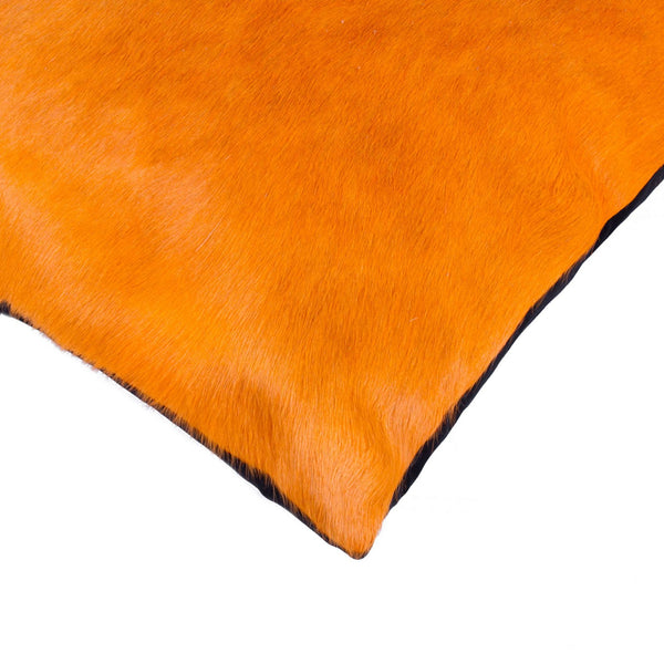 Homeroots 18" X 18" X 5" Orange Cowhide  Pillow 2 Pack Orange  317098