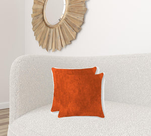 Homeroots 18" X 18" X 5" Orange Cowhide  Pillow 2 Pack Orange  317098