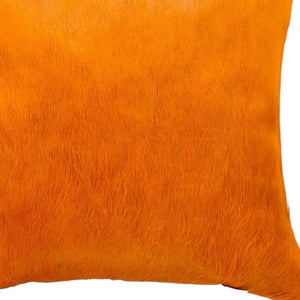 HomeRoots Set of Two 18" Luxe Cowhide Throw Pillows for Elegant Living Room Decor and Cozy Comfort Orange 317098