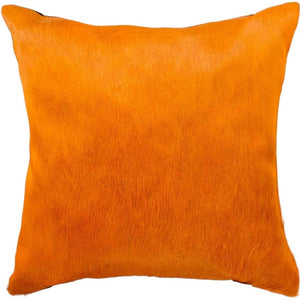 HomeRoots Set of Two 18" Luxe Cowhide Throw Pillows for Elegant Living Room Decor and Cozy Comfort Orange 317098