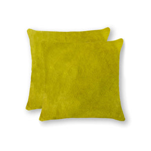 Homeroots 18" X 18" X 5" Yellow Cowhide  Pillow 2 Pack Yellow  317099