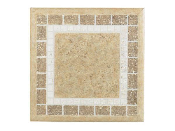 Lexington Tommy Bahama Outdoor 3170-953 Elegant Woven Wicker Accent Table With Weatherstone Top For Timeless Outdoor Style Dark Brown Wood 3170-953