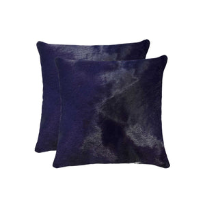 HomeRoots Set of Two Luxurious Cowhide Throw Pillows for Cozy Living Room Decor and Stylish Comfort Navy 317100