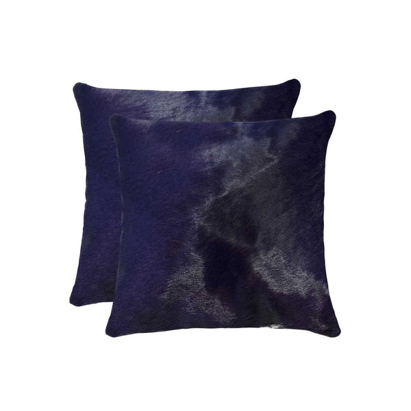 HomeRoots Set of Two Luxurious Cowhide Throw Pillows for Cozy Living Room Decor and Stylish Comfort Navy 317100