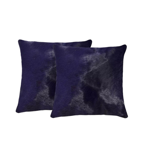 HomeRoots Set of Two Luxurious Cowhide Throw Pillows for Cozy Living Room Decor and Stylish Comfort Navy 317100