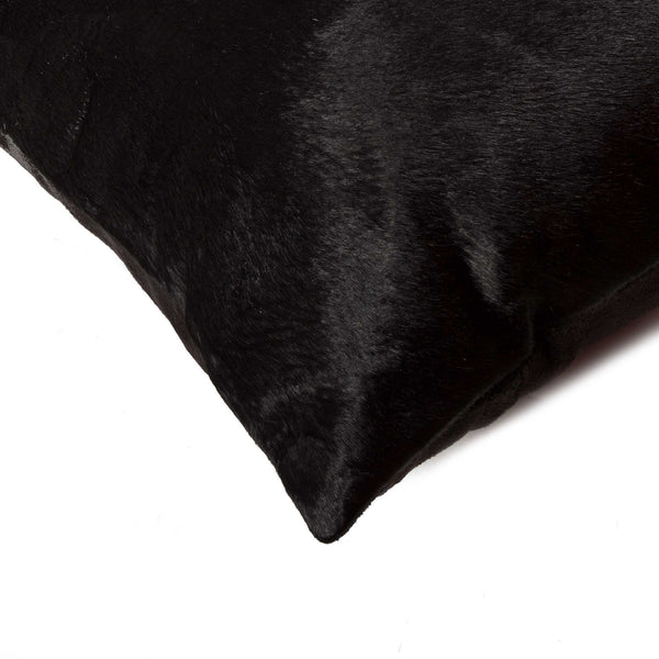Homeroots Set Of Two 12" X 20" Black Cowhide Throw Pillow Black  317101