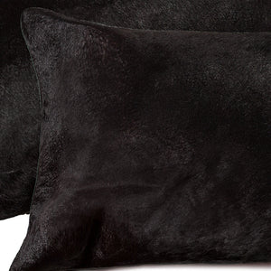 Homeroots Set Of Two 12" X 20" Black Cowhide Throw Pillow Black  317101