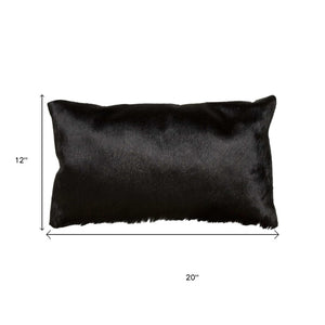 HomeRoots Set of Two Luxurious Cowhide Lumbar Throw Pillows for Elegant Home Décor and Comfort Black 317101