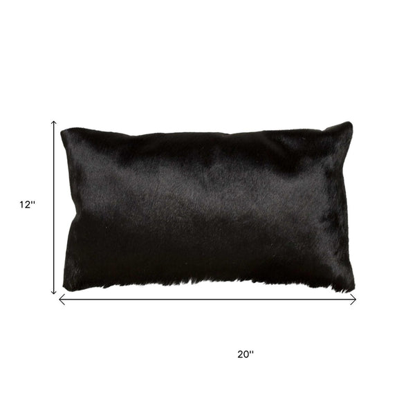 HomeRoots Set of Two Luxurious Cowhide Lumbar Throw Pillows for Elegant Home Décor and Comfort Black 317101
