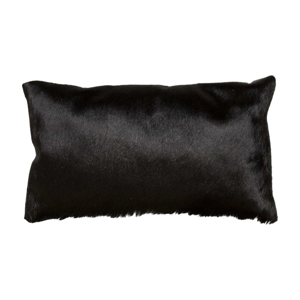 Homeroots Set Of Two 12" X 20" Black Cowhide Throw Pillow Black  317101