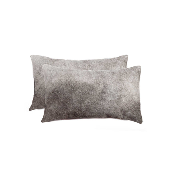 Homeroots Set Of Two 12" X 20" Gray Cowhide Throw Pillow Gray  317102