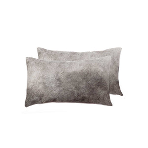 Homeroots Set Of Two 12" X 20" Gray Cowhide Throw Pillow Gray  317102