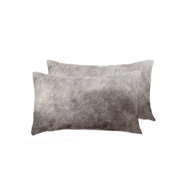Homeroots Set Of Two 12" X 20" Gray Cowhide Throw Pillow Gray  317102