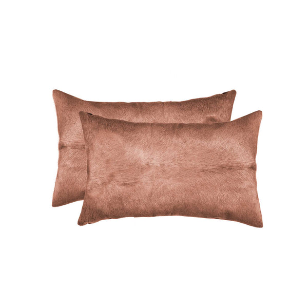 Homeroots Set Of Two 12" X 20" Brown Cowhide Throw Pillow Brown  317103