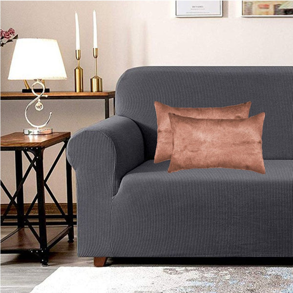 HomeRoots Set of Two Luxurious Cowhide Lumbar Throw Pillows for Elegant Home Décor and Comfort Brown 317103