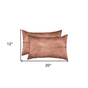 HomeRoots Set of Two Luxurious Cowhide Lumbar Throw Pillows for Elegant Home Décor and Comfort Brown 317103