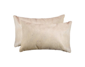 Homeroots Set Of Two 12" X 20" Tan Cowhide Throw Pillow Tan  317104