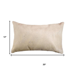 HomeRoots Set of Two Luxurious Cowhide Lumbar Throw Pillows for Elegant Home Décor and Comfort Tan 317104