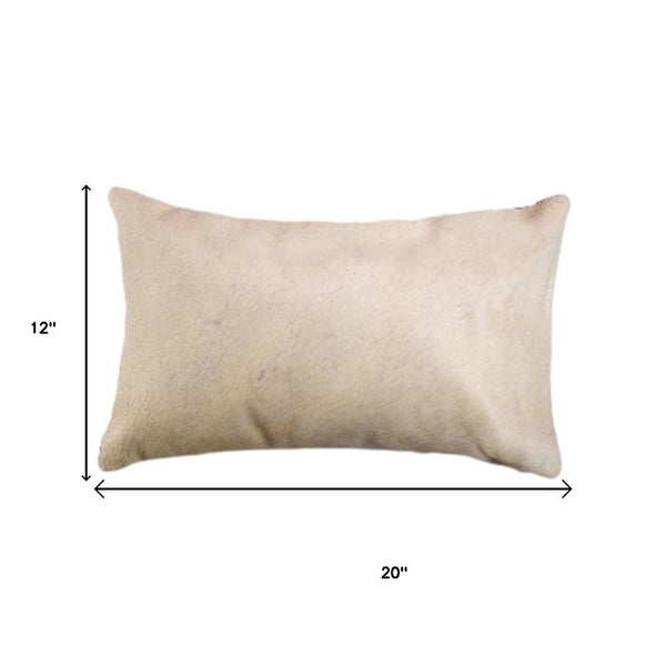 HomeRoots Set of Two Luxurious Cowhide Lumbar Throw Pillows for Elegant Home Décor and Comfort Tan 317104