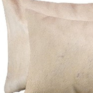 HomeRoots Set of Two Luxurious Cowhide Lumbar Throw Pillows for Elegant Home Décor and Comfort Tan 317104