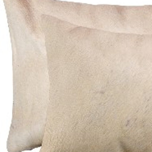 HomeRoots Set of Two Luxurious Cowhide Lumbar Throw Pillows for Elegant Home Décor and Comfort Tan 317104