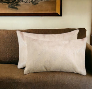 Homeroots Set Of Two 12" X 20" Tan Cowhide Throw Pillow Tan  317104