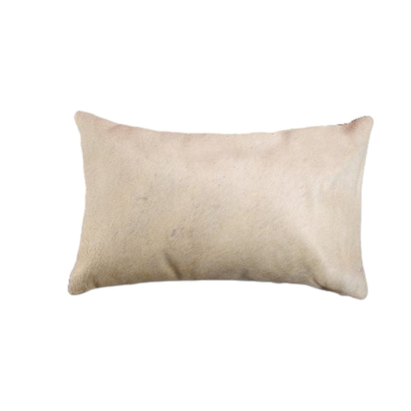HomeRoots Set of Two Luxurious Cowhide Lumbar Throw Pillows for Elegant Home Décor and Comfort Tan 317104