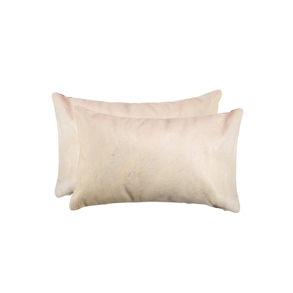 Homeroots Set Of Two 12" X 20" Natural Cowhide Throw Pillow Natural  317105